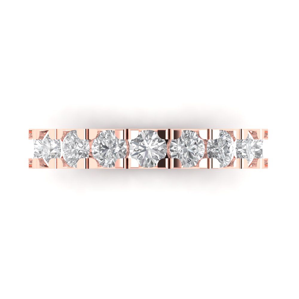 1.53 cttw Moissanite Round Cut Rose Gold Eternity Wedding Band
