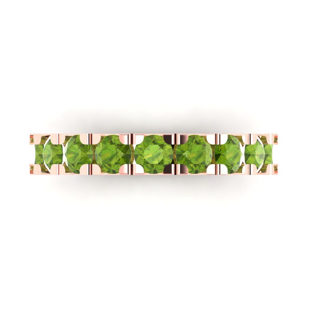 1.53 cttw Natural Peridot Round Cut Rose Gold Eternity Wedding Band
