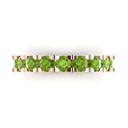 1.53 cttw Natural Peridot Round Cut Rose Gold Eternity Wedding Band