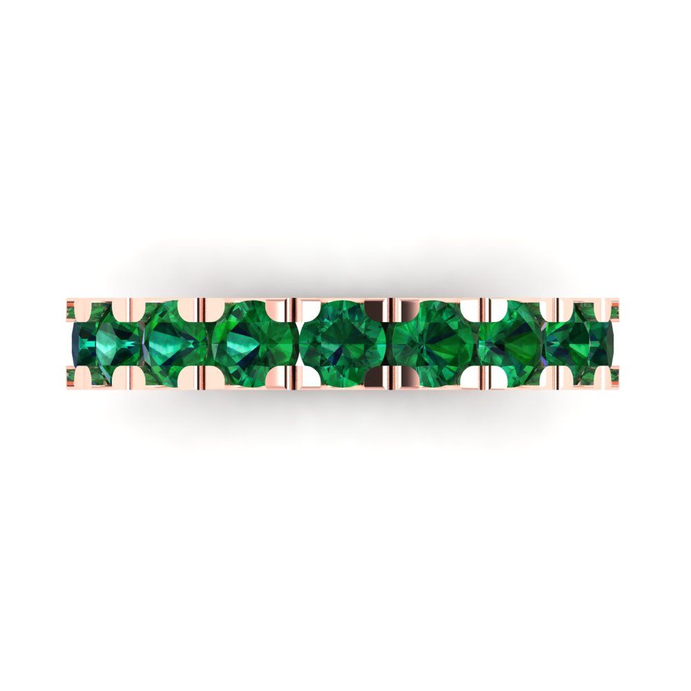 1.53 cttw Simulated Emerald Round Cut Rose Gold Eternity Wedding Band
