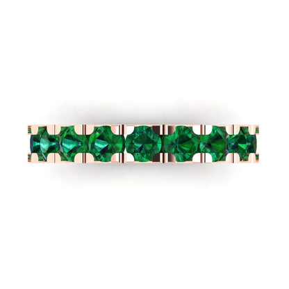1.53 cttw Simulated Emerald Round Cut Rose Gold Eternity Wedding Band