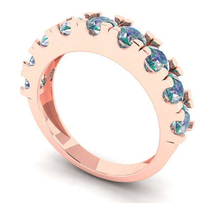 1.53 cttw Blue Moissanite Round Cut Rose Gold Eternity Wedding Band