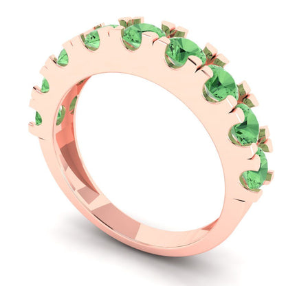 1.53 cttw Simulated Green Diamond Round Cut Rose Gold Eternity Wedding Band