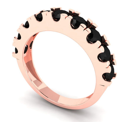 1.53 cttw Natural Onyx Round Cut Rose Gold Eternity Wedding Band