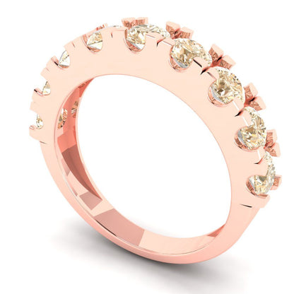 1.53 cttw Natural Morganite Round Cut Rose Gold Eternity Wedding Band