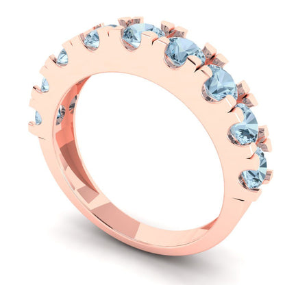 1.53 cttw Simulated Blue Diamond Round Cut Rose Gold Eternity Wedding Band