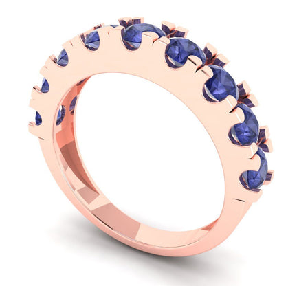 1.53 cttw Simulated Tanzanite Round Cut Rose Gold Eternity Wedding Band