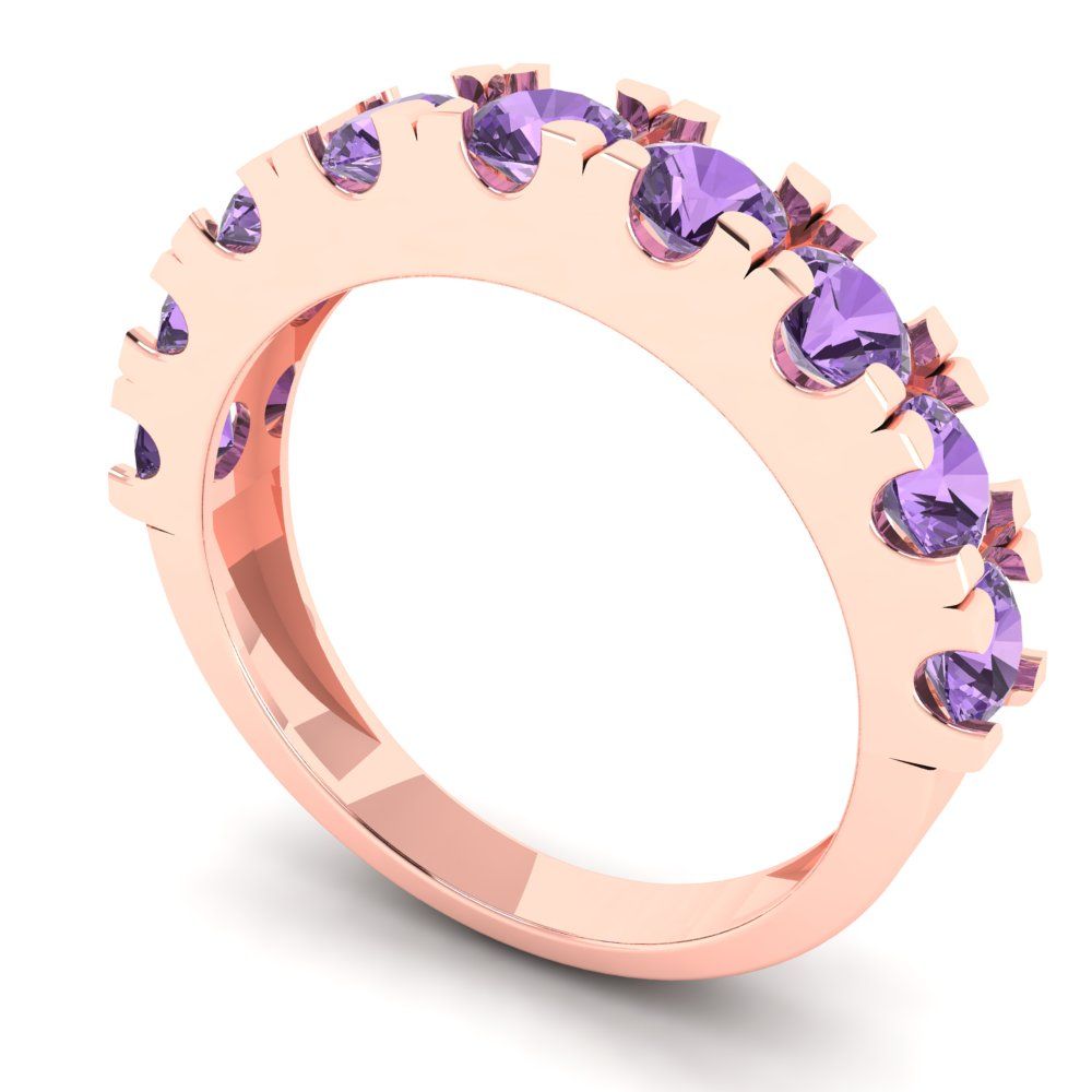 1.53 cttw Simulated Alexandrite Round Cut Rose Gold Eternity Wedding Band
