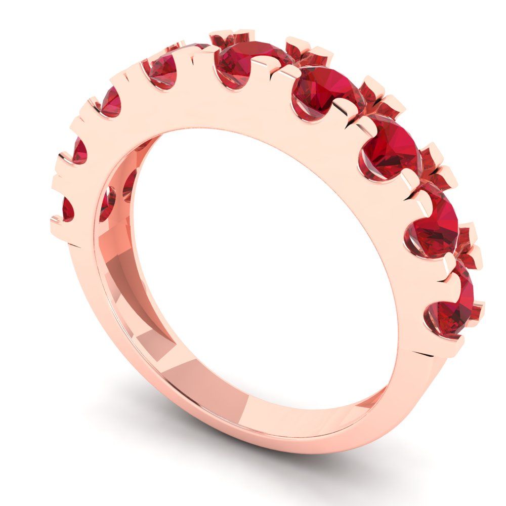 1.53 cttw Simulated Ruby Round Cut Rose Gold Eternity Wedding Band