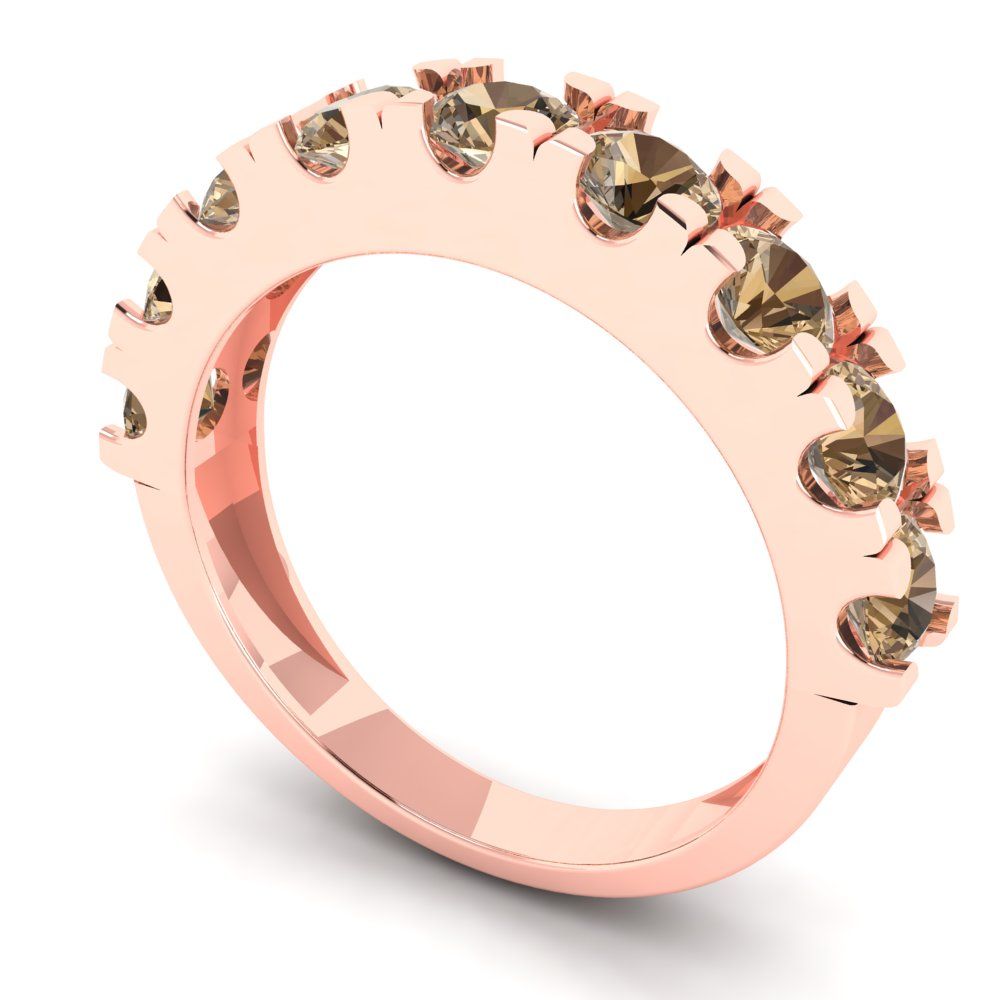 1.53 cttw Simulated Champagne Diamond Round Cut Rose Gold Eternity Wedding Band
