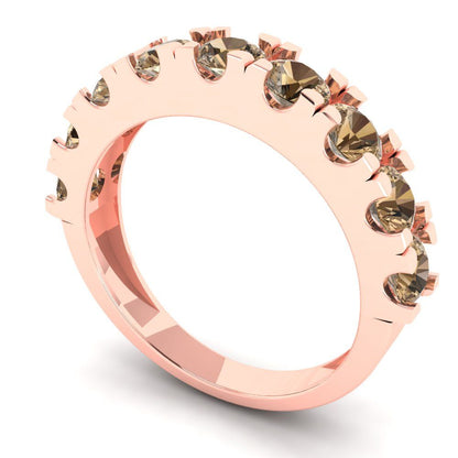 1.53 cttw Simulated Champagne Diamond Round Cut Rose Gold Eternity Wedding Band