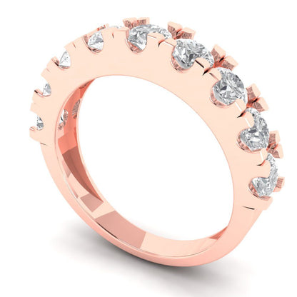 1.53 cttw Moissanite Round Cut Rose Gold Eternity Wedding Band