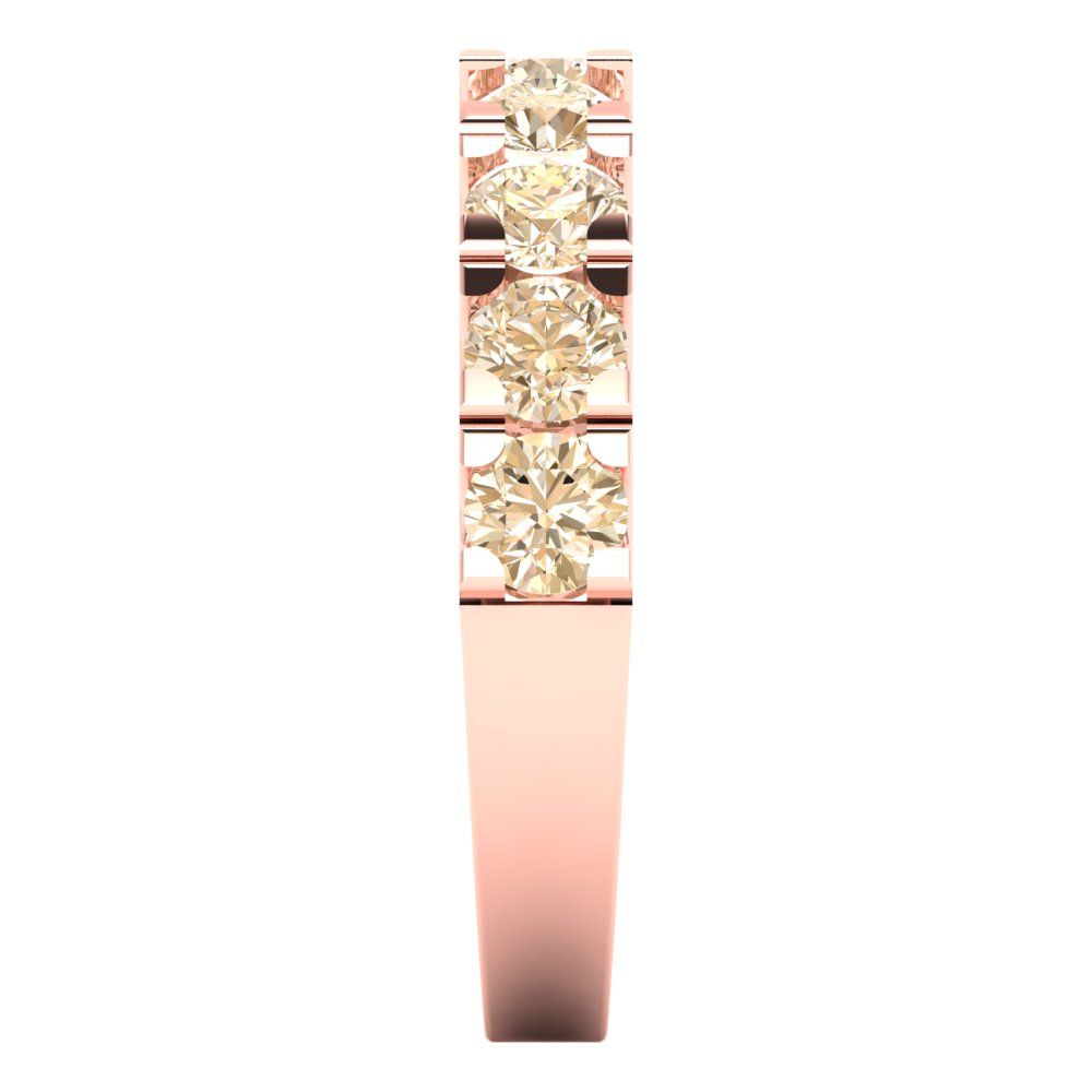 1.53 cttw Natural Morganite Round Cut Rose Gold Eternity Wedding Band