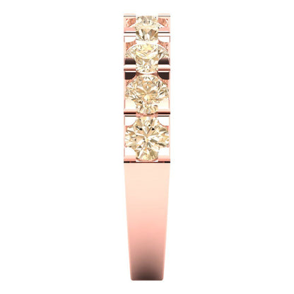 1.53 cttw Natural Morganite Round Cut Rose Gold Eternity Wedding Band