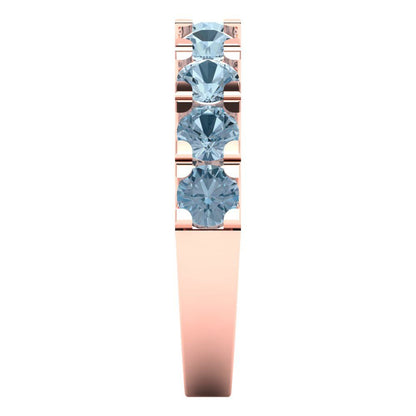 1.53 cttw Natural Swiss Blue Topaz Round Cut Rose Gold Eternity Wedding Band