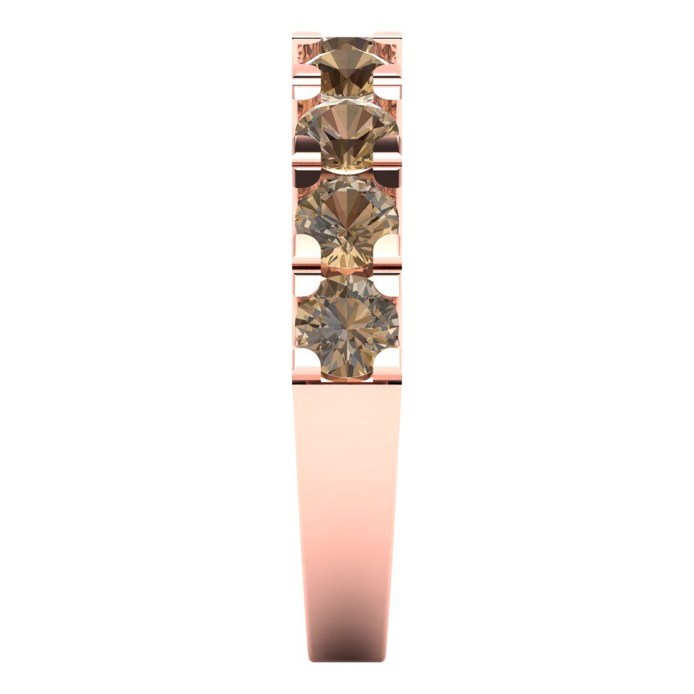 1.53 cttw Simulated Champagne Diamond Round Cut Rose Gold Eternity Wedding Band