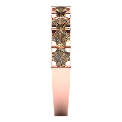 1.53 cttw Simulated Champagne Diamond Round Cut Rose Gold Eternity Wedding Band