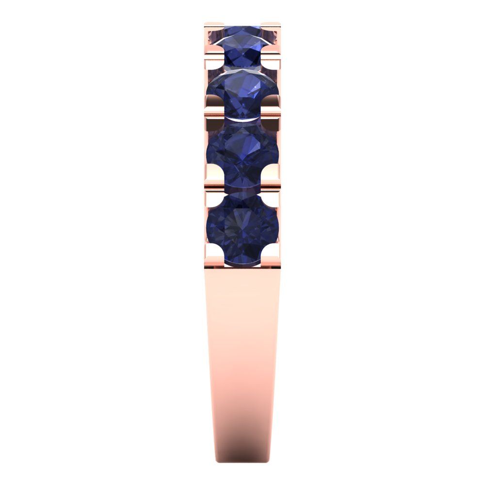 1.53 cttw Simulated Blue Sapphire Round Cut Rose Gold Eternity Wedding Band