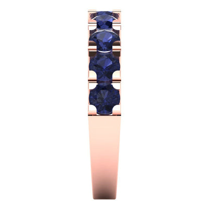 1.53 cttw Simulated Blue Sapphire Round Cut Rose Gold Eternity Wedding Band