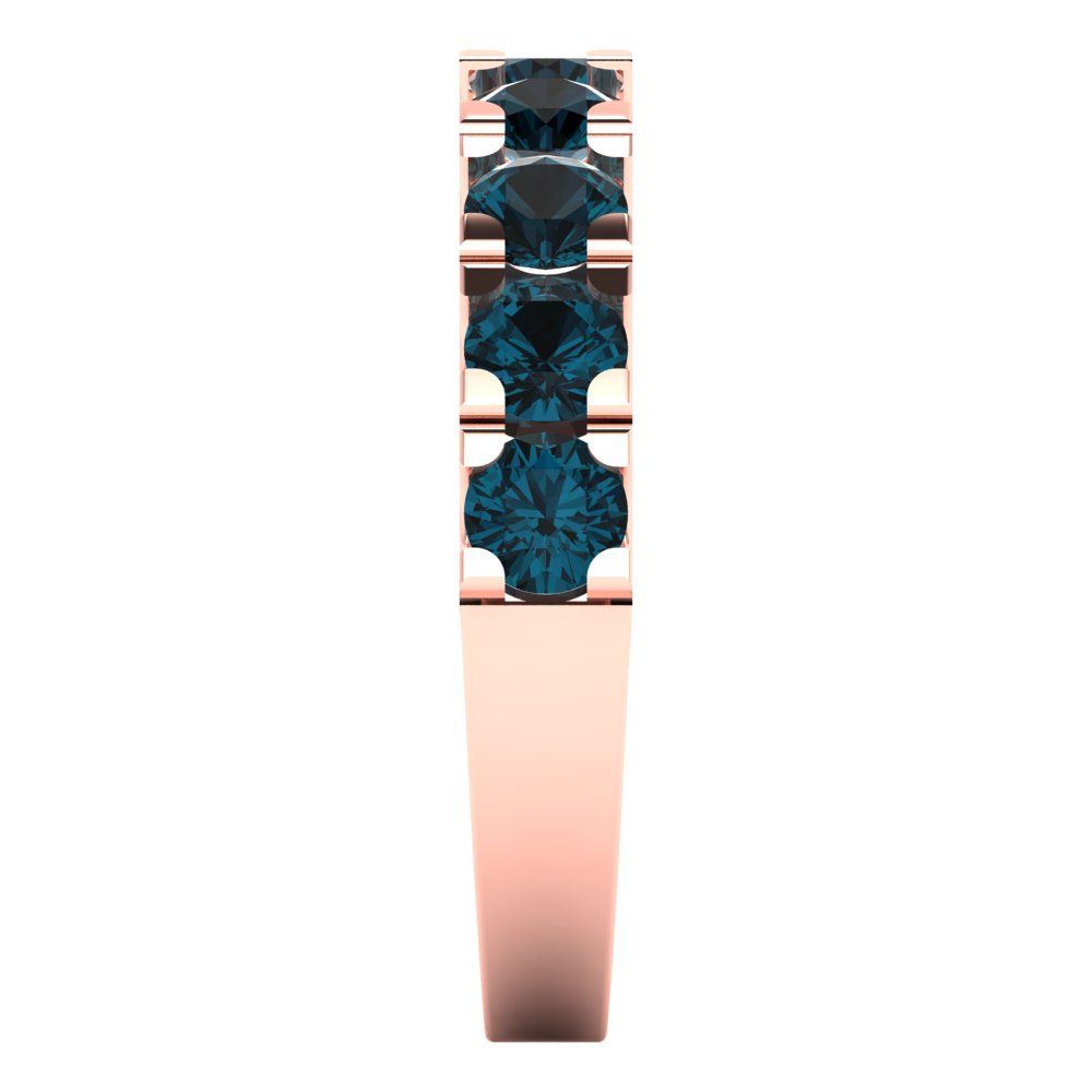 1.53 cttw Natural London Blue Topaz Round Cut Rose Gold Eternity Wedding Band