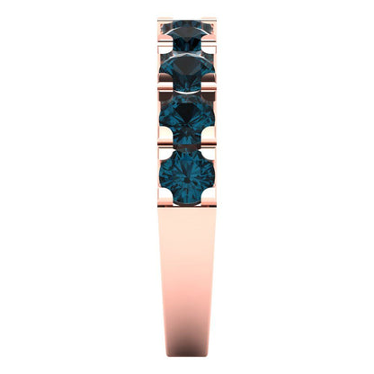 1.53 cttw Natural London Blue Topaz Round Cut Rose Gold Eternity Wedding Band