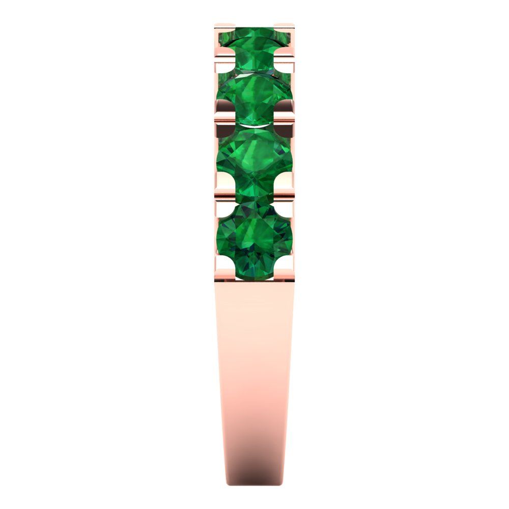 1.53 cttw Simulated Emerald Round Cut Rose Gold Eternity Wedding Band