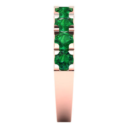 1.53 cttw Simulated Emerald Round Cut Rose Gold Eternity Wedding Band