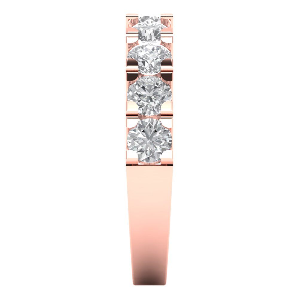 1.53 cttw White Sapphire Round Cut Rose Gold Eternity Wedding Band