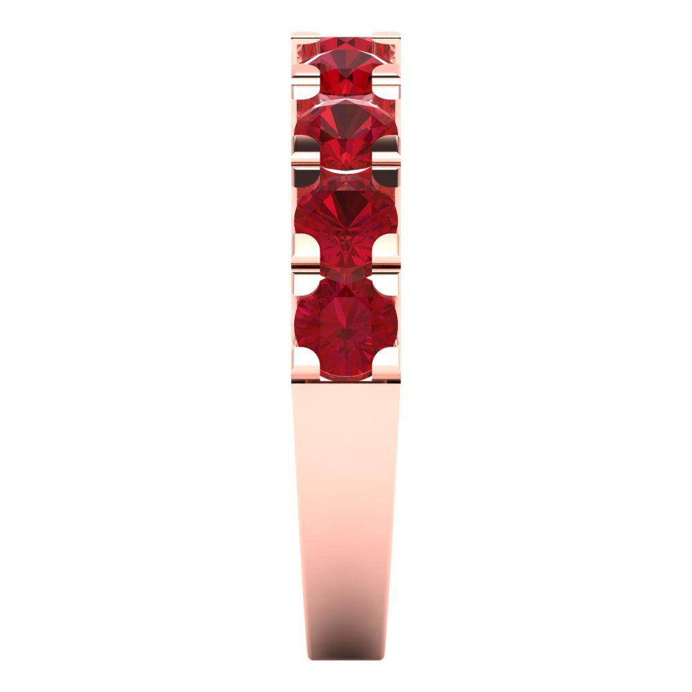 1.53 cttw Simulated Ruby Round Cut Rose Gold Eternity Wedding Band