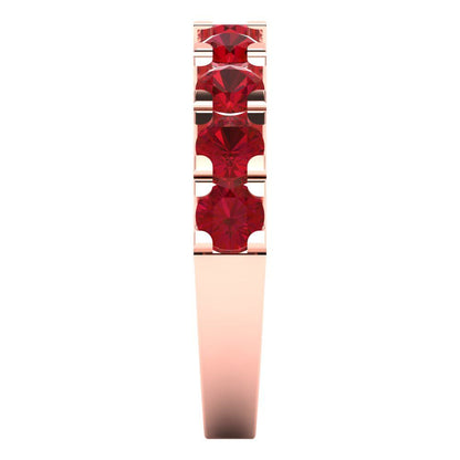 1.53 cttw Simulated Ruby Round Cut Rose Gold Eternity Wedding Band