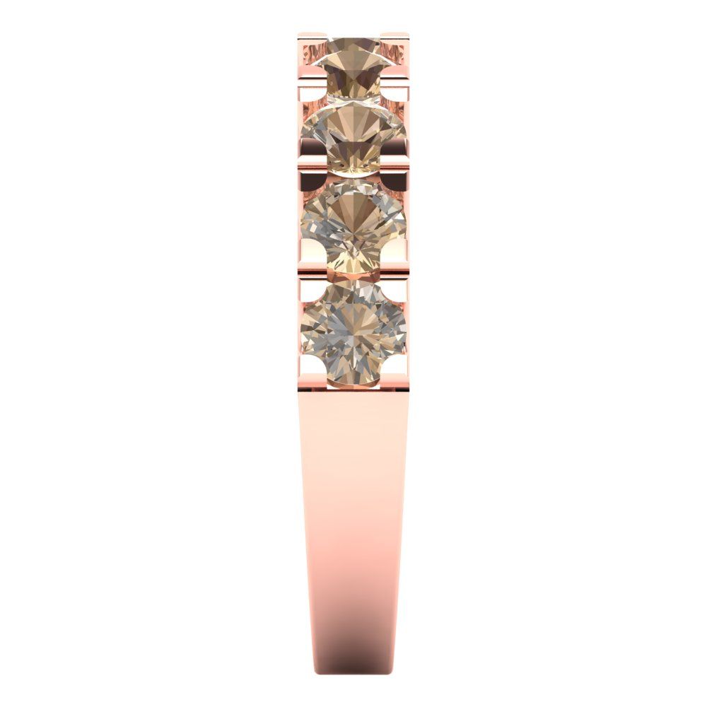 1.53 cttw Yellow Moissanite Round Cut Rose Gold Eternity Wedding Band