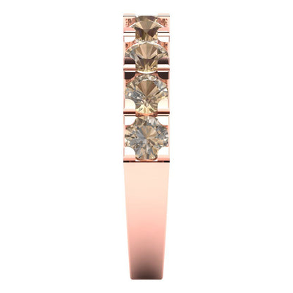 1.53 cttw Yellow Moissanite Round Cut Rose Gold Eternity Wedding Band