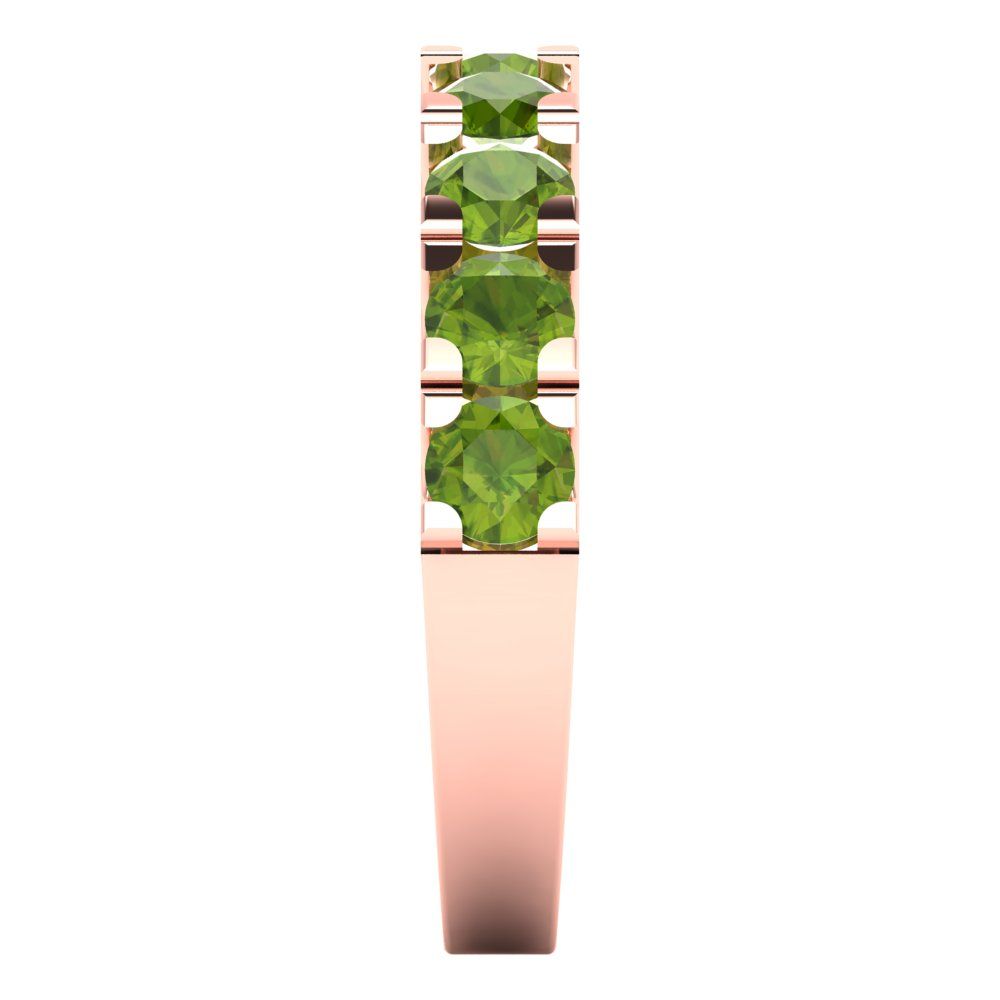 1.53 cttw Natural Peridot Round Cut Rose Gold Eternity Wedding Band