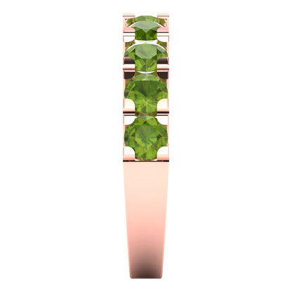 1.53 cttw Natural Peridot Round Cut Rose Gold Eternity Wedding Band