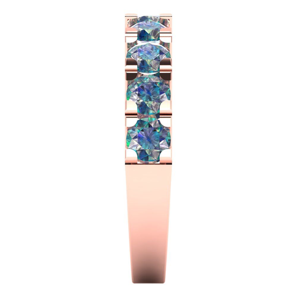 1.53 cttw Blue Moissanite Round Cut Rose Gold Eternity Wedding Band