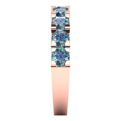 1.53 cttw Blue Moissanite Round Cut Rose Gold Eternity Wedding Band