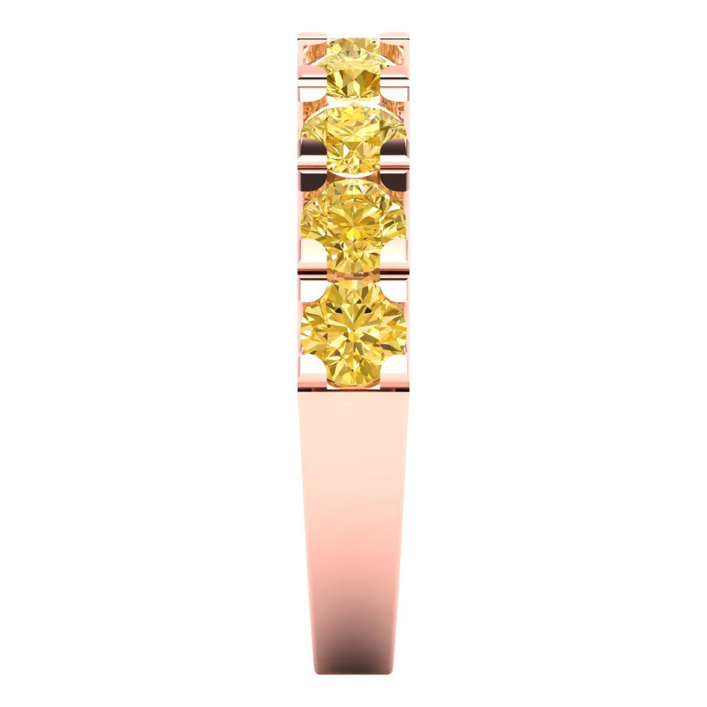 1.53 cttw Natural Citrine Round Cut Rose Gold Eternity Wedding Band