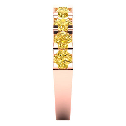 1.53 cttw Natural Citrine Round Cut Rose Gold Eternity Wedding Band