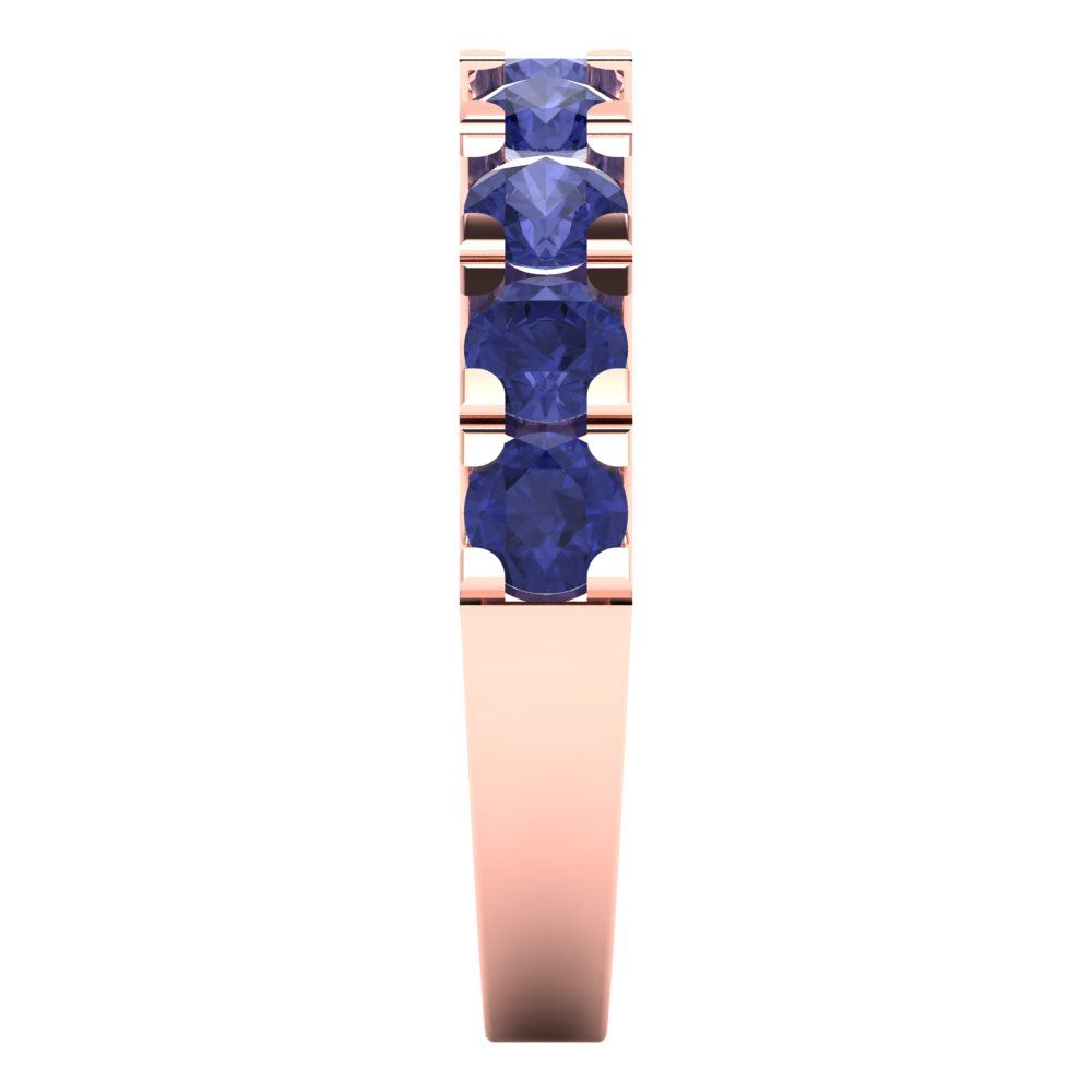 1.53 cttw Simulated Tanzanite Round Cut Rose Gold Eternity Wedding Band