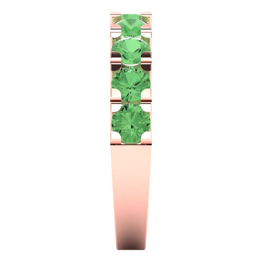 1.53 cttw Simulated Green Diamond Round Cut Rose Gold Eternity Wedding Band