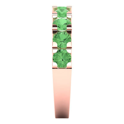 1.53 cttw Simulated Green Diamond Round Cut Rose Gold Eternity Wedding Band