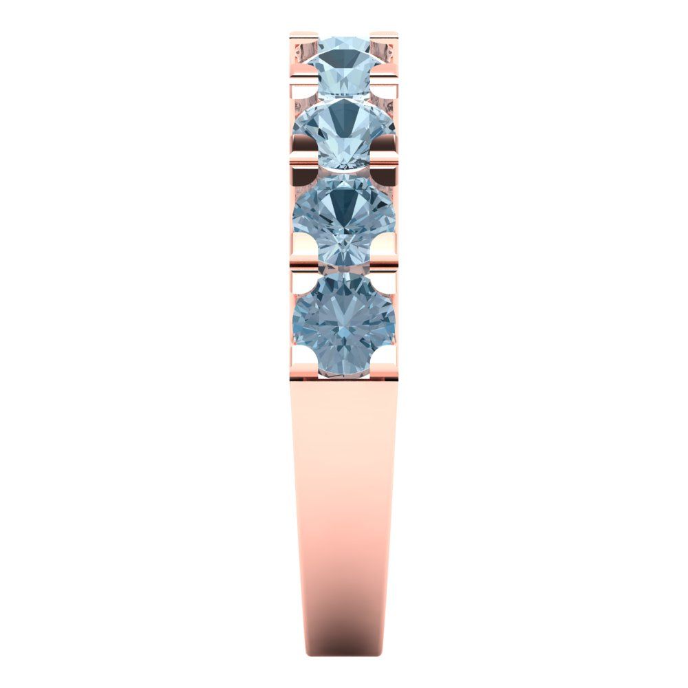 1.53 cttw Simulated Blue Diamond Round Cut Rose Gold Eternity Wedding Band