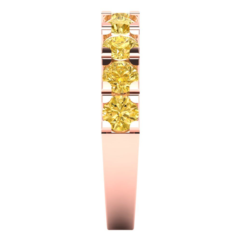 1.53 cttw Simulated Yellow Diamond Round Cut Rose Gold Eternity Wedding Band