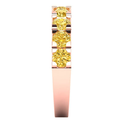 1.53 cttw Simulated Yellow Diamond Round Cut Rose Gold Eternity Wedding Band