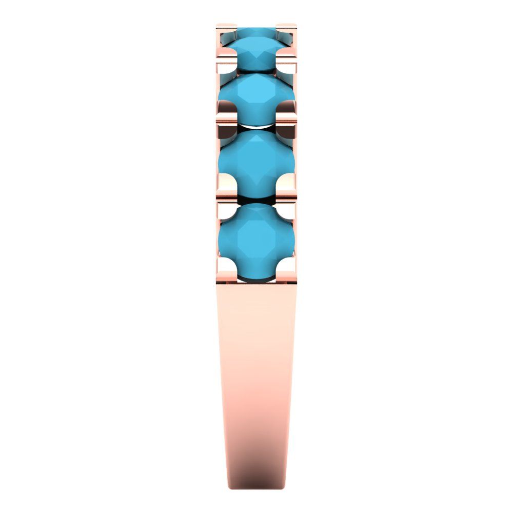1.53 cttw Simulated Turquoise Round Cut Rose Gold Eternity Wedding Band
