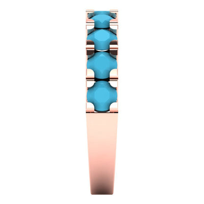 1.53 cttw Simulated Turquoise Round Cut Rose Gold Eternity Wedding Band