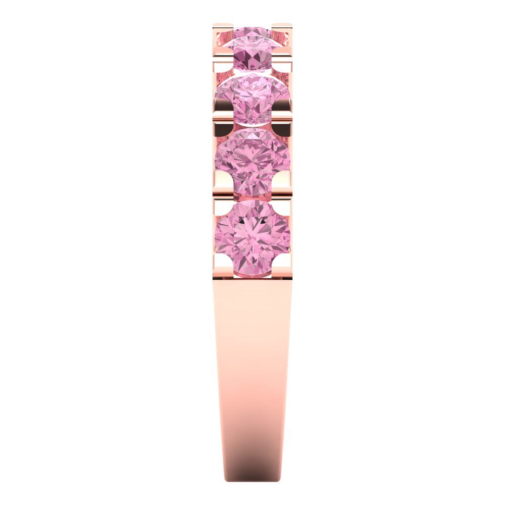 1.53 cttw Simulated Pink Diamond Round Cut Rose Gold Eternity Wedding Band