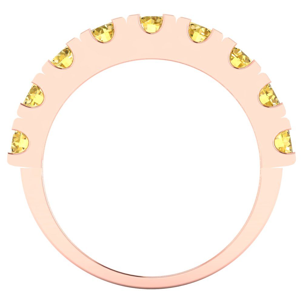 1.53 cttw Simulated Yellow Diamond Round Cut Rose Gold Eternity Wedding Band