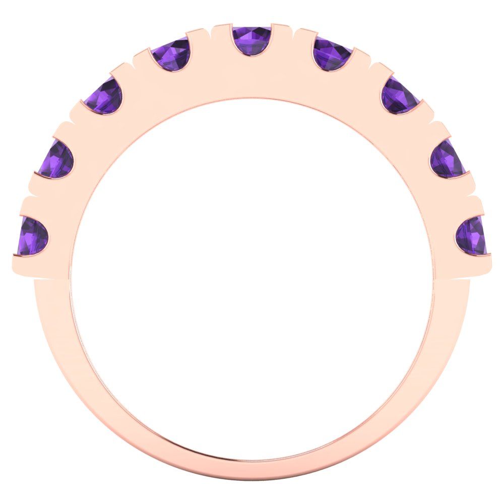 1.53 cttw Natural Amethyst Round Cut Rose Gold Eternity Wedding Band