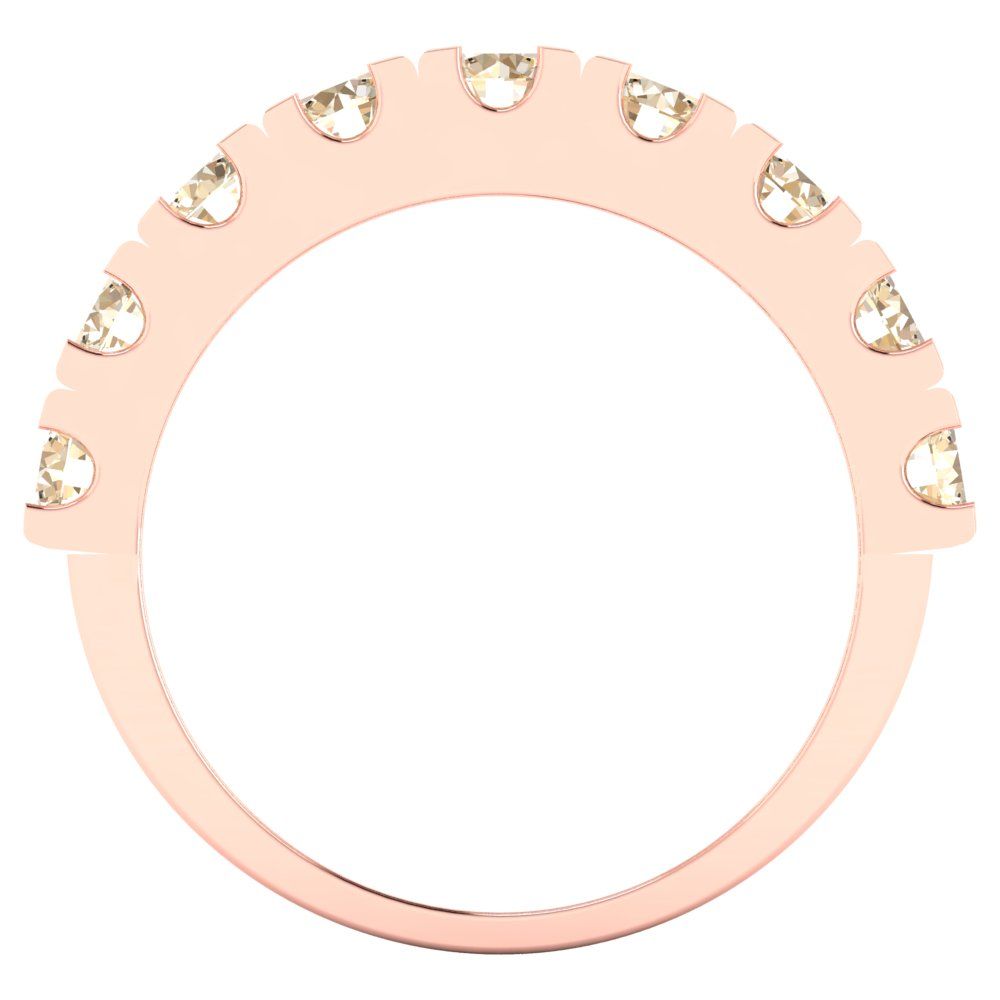 1.53 cttw Natural Morganite Round Cut Rose Gold Eternity Wedding Band